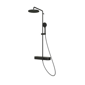 Coloana de dus termostata Round Touch&Feel, cu termoelement de ceara incorporat, sticla raft, cap de dus