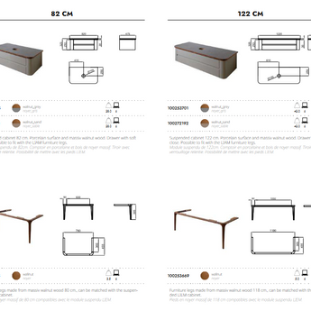 Set mobilier baie Liem Walnut/Sand, 82 cm